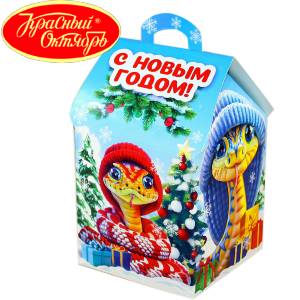 Сладкий подарок на Новый Год в картонной упаковке весом 600 грамм по цене 654 руб в Брянске